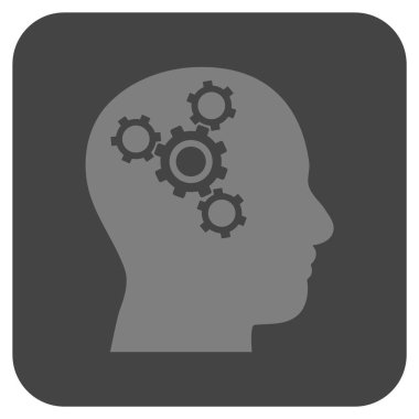 Beyin mekanik düz kare vektör simgesi