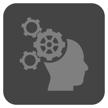 Beyin mekanik düz kare vektör simgesi