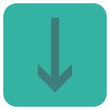 Düz aşağı ok vektör simgesi kare