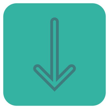 Düz aşağı ok vektör simgesi kare