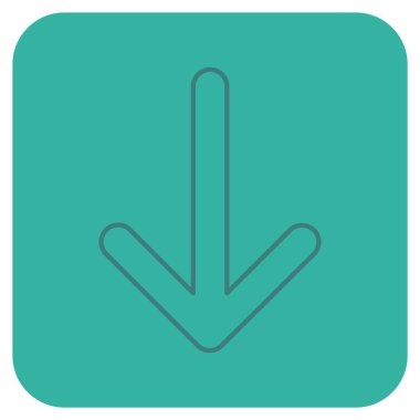 Düz aşağı ok vektör simgesi kare