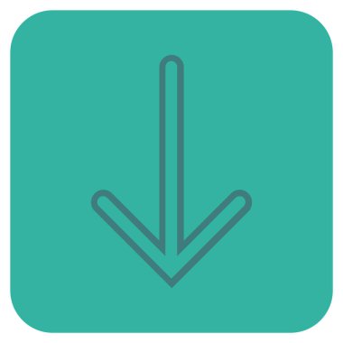 Düz aşağı ok vektör simgesi kare