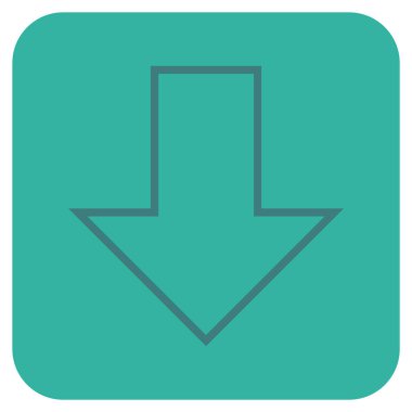 Düz aşağı ok vektör simgesi kare