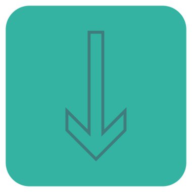 Düz aşağı ok vektör simgesi kare