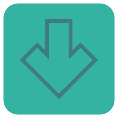 Düz aşağı ok vektör simgesi kare