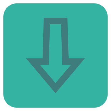 Düz aşağı ok vektör simgesi kare