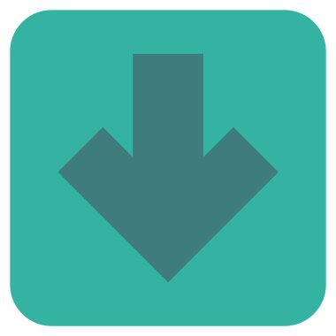 Düz aşağı ok vektör simgesi kare