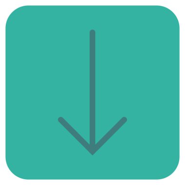 Düz aşağı ok vektör simgesi kare