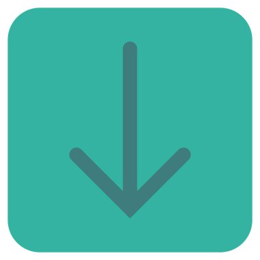 Düz aşağı ok vektör simgesi kare