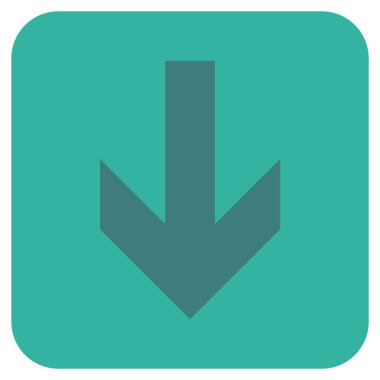 Düz aşağı ok vektör simgesi kare