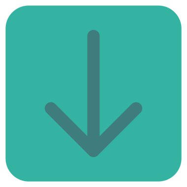 Düz aşağı ok vektör simgesi kare