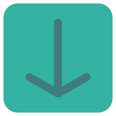 Düz aşağı ok vektör simgesi kare