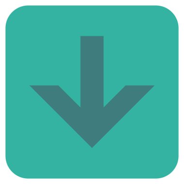 Düz aşağı ok vektör simgesi kare