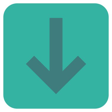 Düz aşağı ok vektör simgesi kare