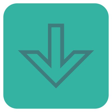 Düz aşağı ok vektör simgesi kare