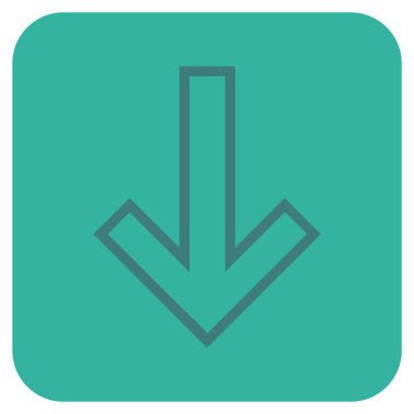 Düz aşağı ok vektör simgesi kare