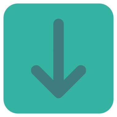 Düz aşağı ok vektör simgesi kare