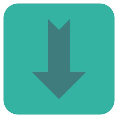 Düz aşağı ok vektör simgesi kare