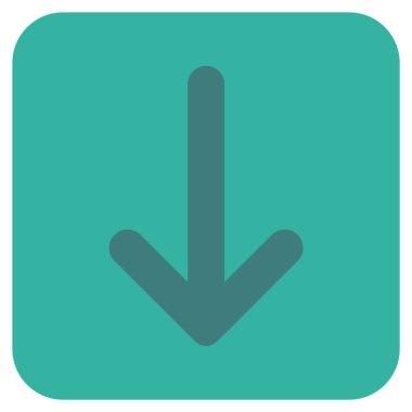 Düz aşağı ok vektör simgesi kare