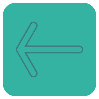 Düz sol ok vektör simgesi kare