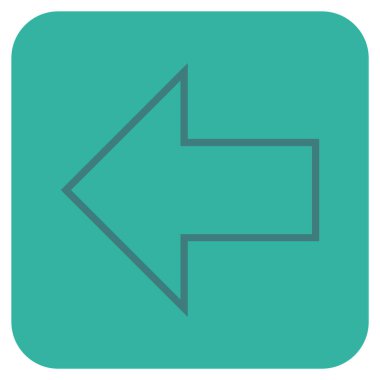 Düz sol ok vektör simgesi kare