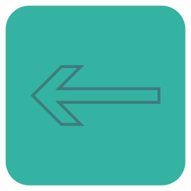 Düz sol ok vektör simgesi kare