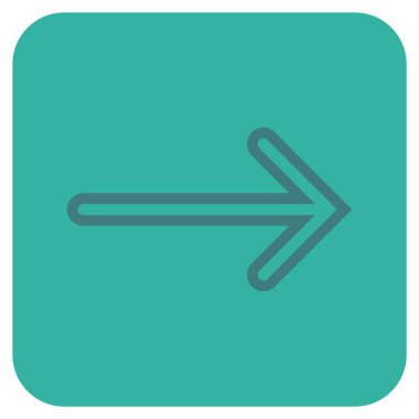 Ok sağ düz vektör simgesi kare