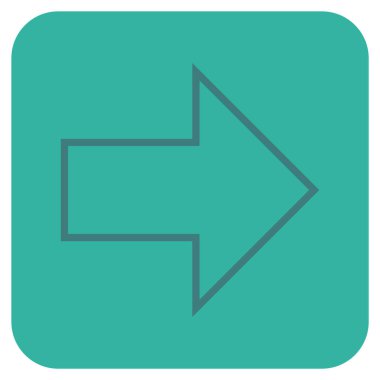 Ok sağ düz vektör simgesi kare