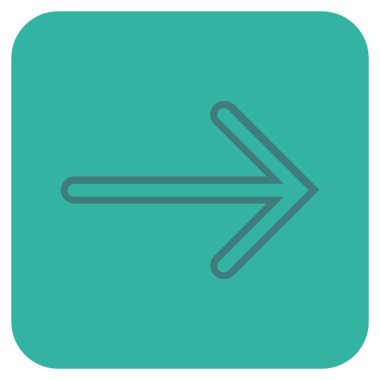 Ok sağ düz vektör simgesi kare