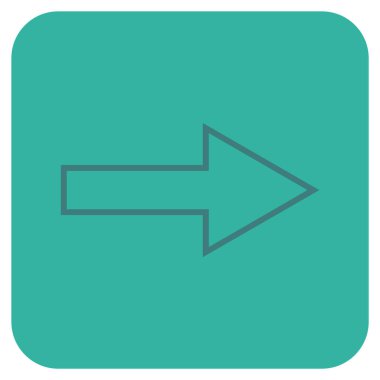 Ok sağ düz vektör simgesi kare