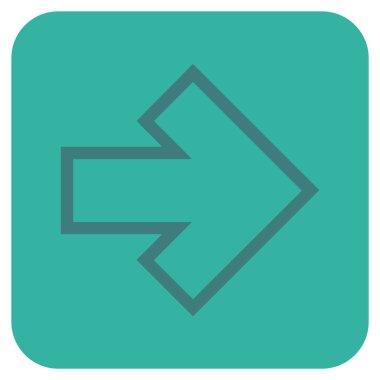 Ok sağ düz vektör simgesi kare