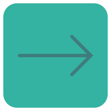 Ok sağ düz vektör simgesi kare