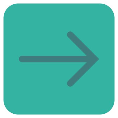 Ok sağ düz vektör simgesi kare