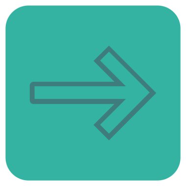 Ok sağ düz vektör simgesi kare