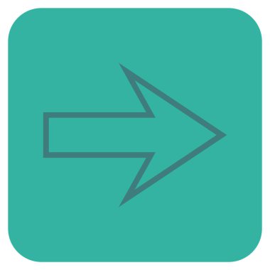 Ok sağ düz vektör simgesi kare