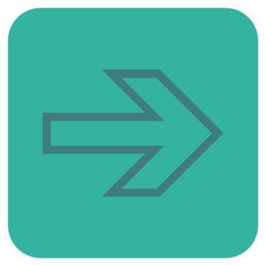 Ok sağ düz vektör simgesi kare