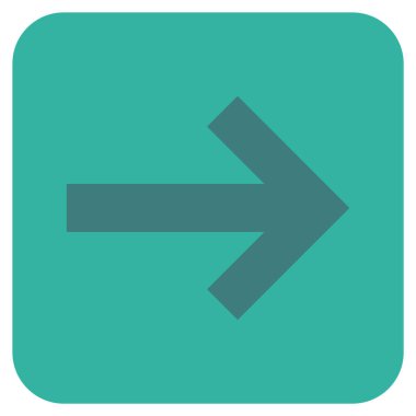 Ok sağ düz vektör simgesi kare