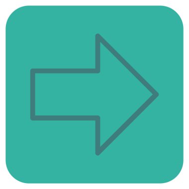 Ok sağ düz vektör simgesi kare