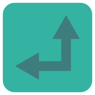 Bifurkasyon ok sol düz vektör simgesi kare.