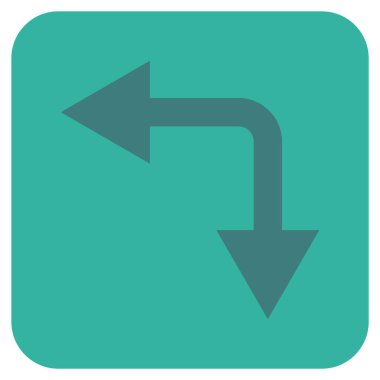 Bifurkasyon ok sol düz vektör simgesi kare.