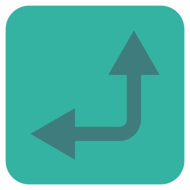 Bifurkasyon ok sol düz vektör simgesi kare.