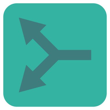 Düz yaptı çatallanma ok vektör simgesi kare