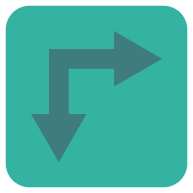 Vektör simge çatallanma ok sağ aşağı düz kare