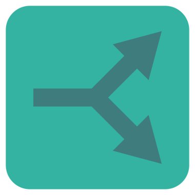 Bifurkasyon ok sağ düz vektör simgesi kare