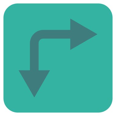 Vektör simge çatallanma ok sağ aşağı düz kare