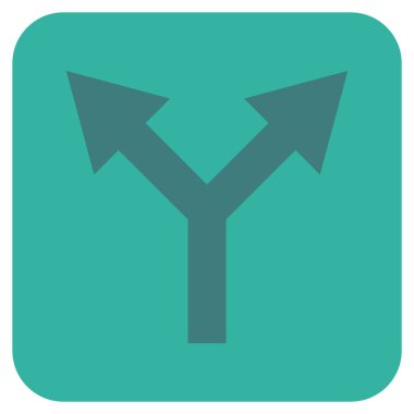 Düz yukarı çatallanma ok vektör simgesi kare