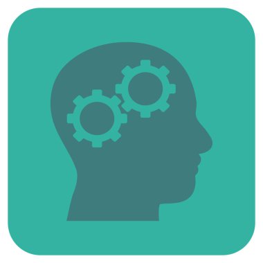 Beyin vites düz kare vektör simgesi