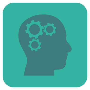 Beyin vites düz kare vektör simgesi