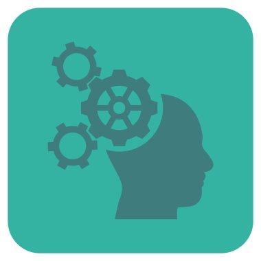 Beyin mekanik düz kare vektör simgesi