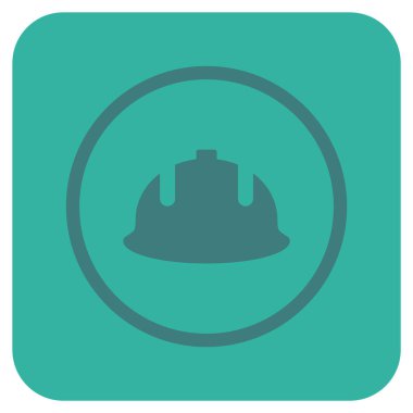 İnşaat kask düz kare vektör simgesi